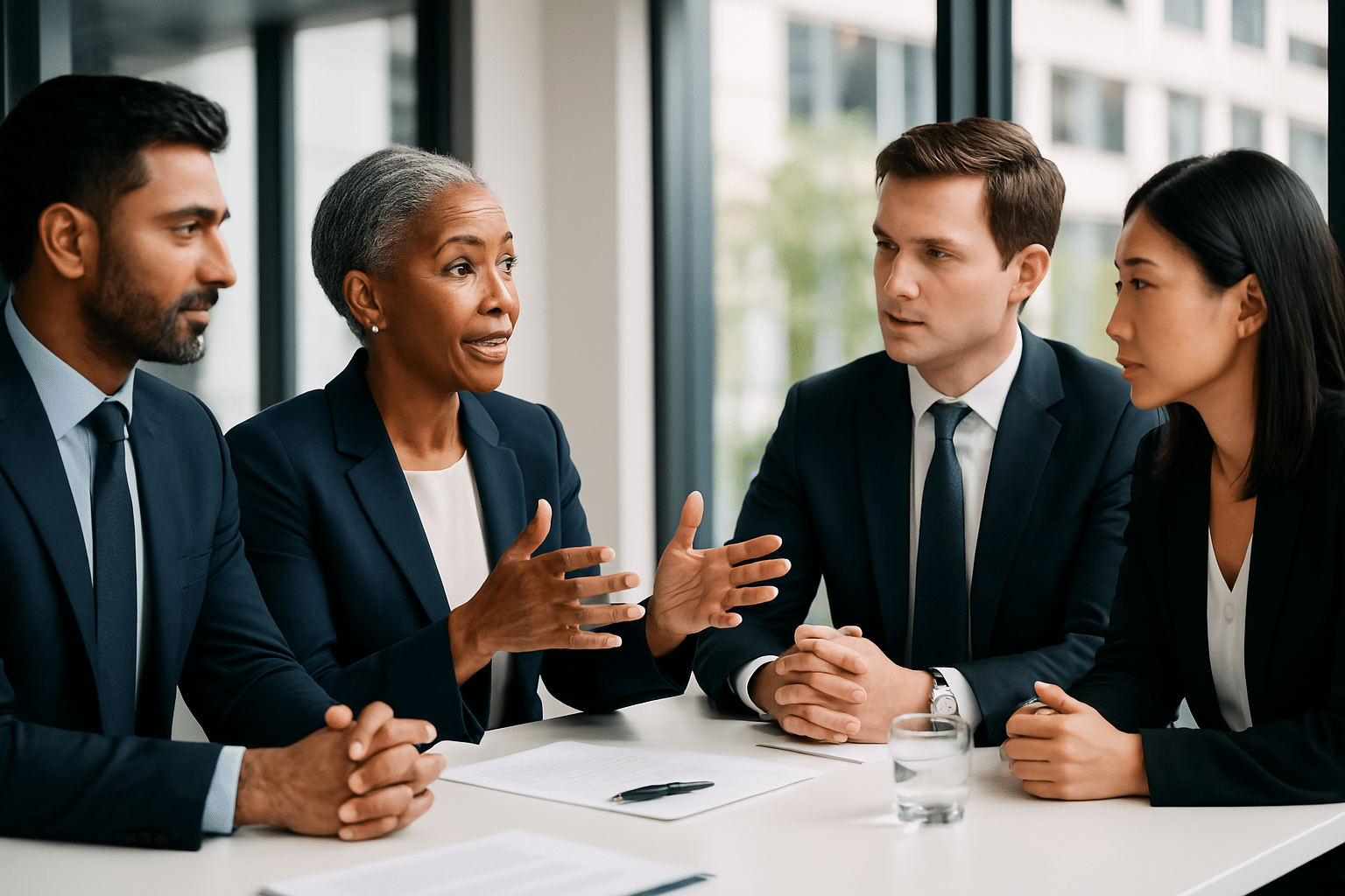 Diverse business professionals in a strategic meeting